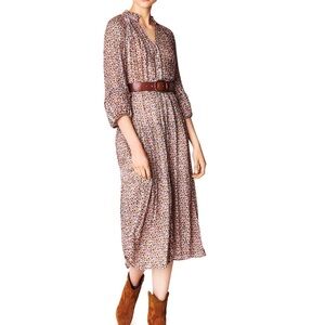 Ba&Sh Dean Print Midi Dress in Multicolor Viscose Python print size M/8